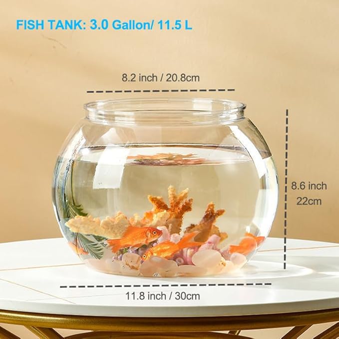 Newpol 3 Gallon Plastic Fish Bowl, Aquarium Fish Tank 11.5L Newpol
