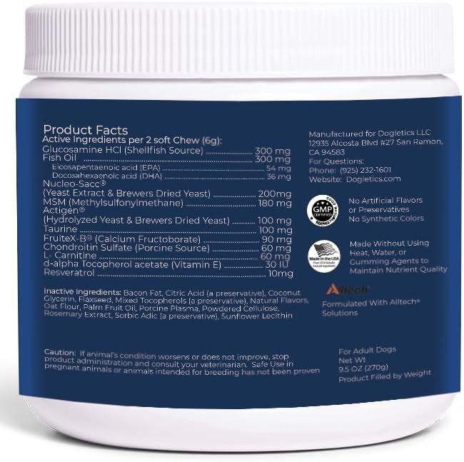 Large Breed Daily Multivitamin - Formulated for Large Dogs & Their Unique Health Needs, 90ct Delicious Bacon Flavor Dogletics