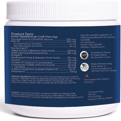Large Breed Daily Multivitamin - Formulated for Large Dogs & Their Unique Health Needs, 90ct Delicious Bacon Flavor Dogletics