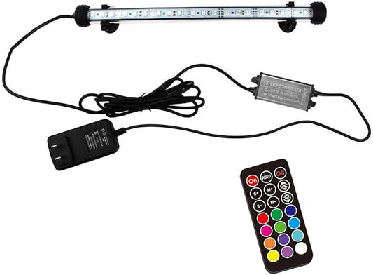 LED Aquarium Light, 11.5 inches Fish Tank Light RGB Color Underwater light Submersible Crystal Glass Lights, 15 LED Beads, Brightness Adjustable Memory Function, LED Light bar Stick for Fish Tank COVOART