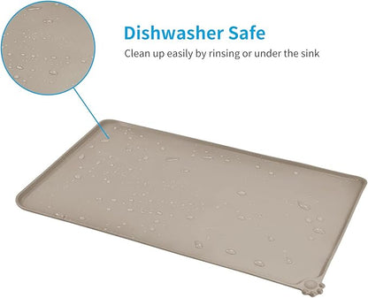 AUDWUD Silicone Waterproof Dog Cat Pet Feeding Mats,Anti-Slip Pet Bowl Mats,Pet Feeding Mat,34" x 23" - PAWPICO
