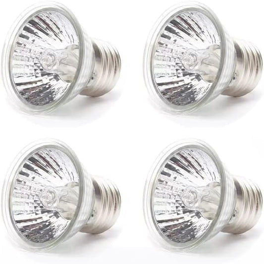 4 Pack Reptile Heat Lamp Bulbs, UVA+UVB Turtle Basking Heat Bulbs 25w/50w Tortoise Lighting Bulb for Lizards, Snakes, Aquarium, Amphibian PUEUTU