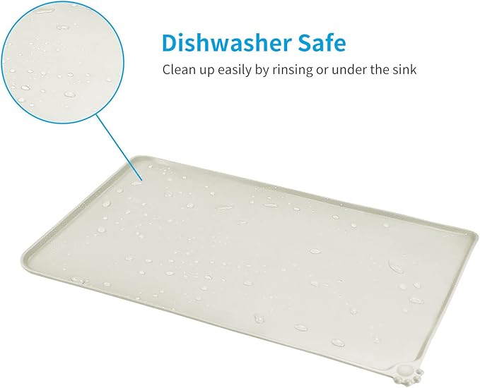 AUDWUD Silicone Waterproof Dog Cat Pet Feeding Mats,Anti Slip Pet Bowl Mats,Pet Feeding Mat, 34" x 23" - PAWPICO