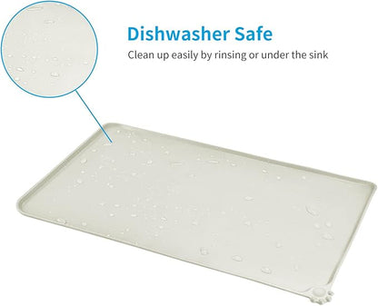 AUDWUD Silicone Waterproof Dog Cat Pet Feeding Mats,Anti Slip Pet Bowl Mats,Pet Feeding Mat, 34" x 23" - PAWPICO