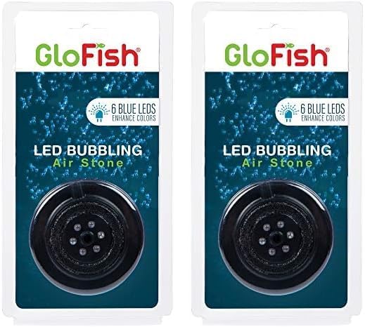 GloFish Blue LED Bubbler, Aquarium Lights with Air Stone for Fish Tanks 2.6-Inch x 4-Inch x 0.5-Inch (Pack of 2) GloFish