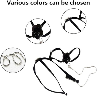 Adjustable 4.72inch Reptile Lizard Harness Leash,Turtle Lizard Pet Traction Belt Bearded Dragon Accessories Soft Small Pet Animal Harness Rope Outdoor Used (Black) HOKABLE
