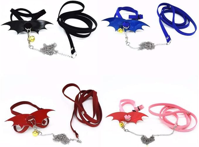POPETPOP Turtle Harness and Leash Set : Tortoise Harness Strap with Wings Adjustable Collar Leash Walking Control Rope Great for Turtle (Black M) POPETPOP
