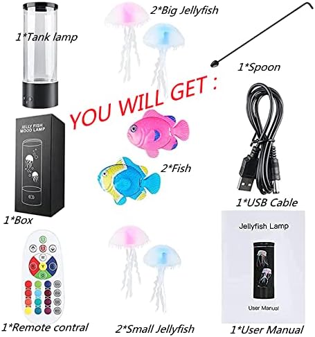 Order Soon Jellyfish Lamp with 16 Colors Changing for Relax Mood Light Gift with USB for Kids Men Women for Home Decoration… ORDERSOON