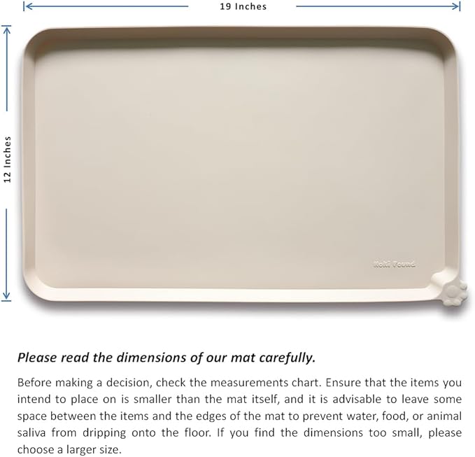 Hoki Found Silicone Pet Food Mats Tray - High-Lips Pet Dog Cat Bowl Mats - Dog Pet Cat Feeding Mat - Waterproof Dog Cat Food Mats -Pet Water Mats for Floors - Papayawhip - PAWPICO