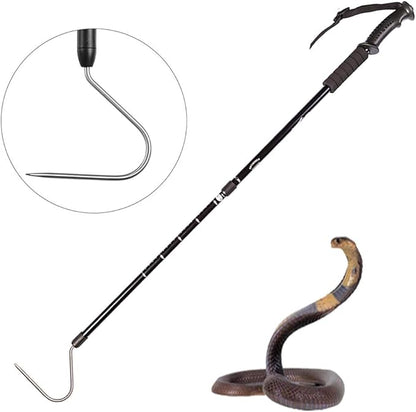 Snake Hook Reptile Grabber Rattle Snake Catcher,Professional Aluminum Alloy with Telescopic Rod and Lock, Comfortable Grip Handle for Catching,Controlling,Moving (53 inch Snake Hook) PAWPICO