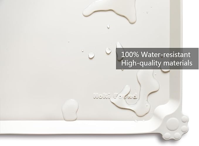 Hoki Found Large Silicone Pet Food Mats Tray - Non Slip Pet Dog Cat Bowl Mats Placemat - Dog Pet Cat Feeding Mat - Waterproof Dog Cat Food Mats -Pet Water Mats for Carpet -Cream Brown - PAWPICO