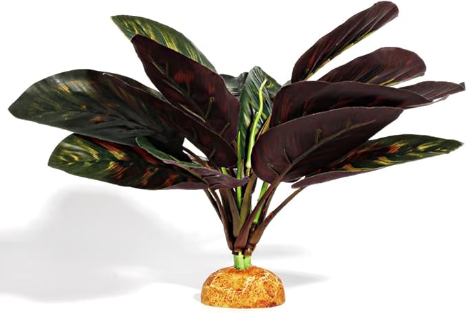 Reptile Terrarium Decor Plants, Bearded Dragon Tank Accessories fit Crested Gecko Leopard Lizard Chameleon Ball Python Snake Frog - Purple Fake Prayer Peacock Plants WOLEDOE