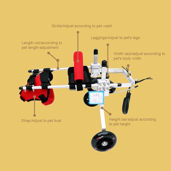 Cat Wheelchair Adjustable 2 Wheels Pet Wheelchair Lightweight Cat Barrier Wheels for Rehabilitation Aid for The Back Legs of Aging, Disabled, Injured, Arthritis, Weak Cats/Pets (S) PAWPICO