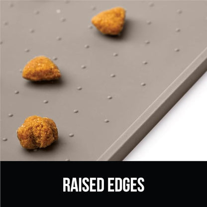 Gorilla Grip 100% Waterproof Raised Edge BPA Free Silicone Pet Feeding Mat, Dog Cat Food Mats Contain Spills Protects Floors, Placemats for Cats and Dogs Water Bowl, Pets Accessories 23x15 Beige - PAWPICO