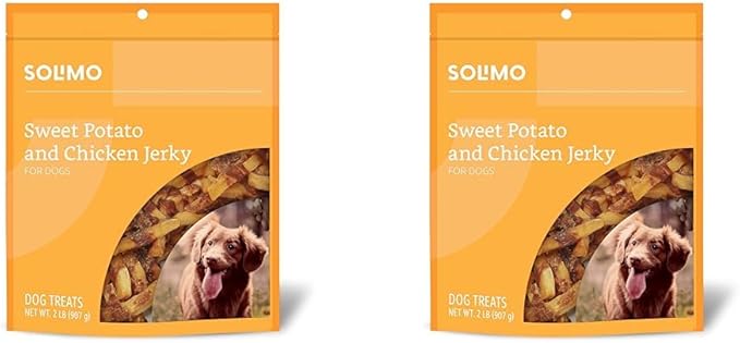 Amazon Brand - Solimo Sweet Potato & Chicken Jerky Dog Treats, 2 pounds (Pack of 2) - PAWPICO