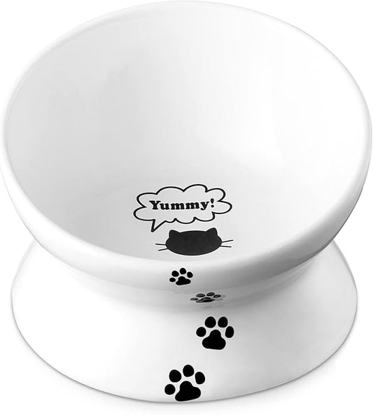 Y YHY Cat Bowl, Large Raised Cat Food Bowls Anti Vomiting, 7 Inch Tilted Elevated Cat Bowl, Ceramic Pet Food Bowl for Adult Cats and Medium Dogs, Protect Pet's Spine, Dishwasher Safe - PAWPICO