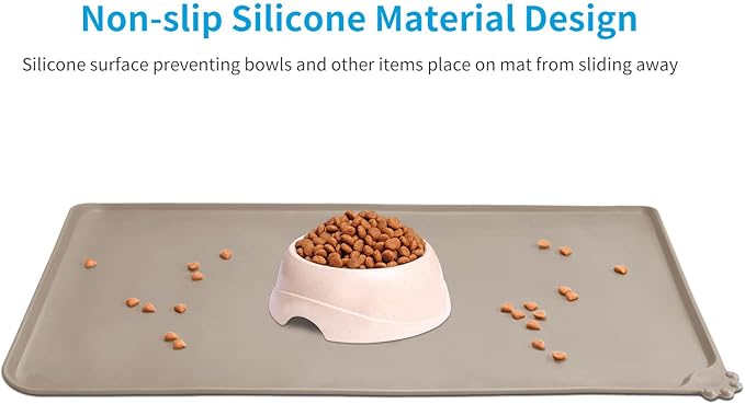 AUDWUD Silicone Waterproof Dog Cat Pet Feeding Mats,Anti-Slip Pet Bowl Mats,Pet Feeding Mat,34" x 23" - PAWPICO