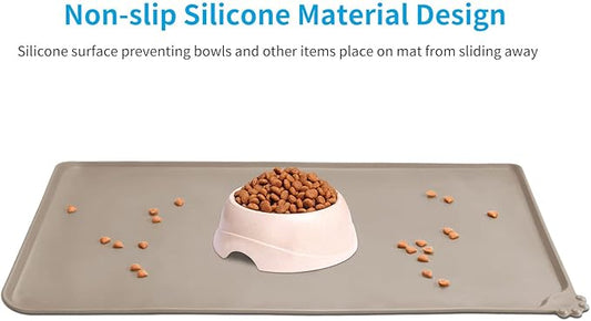 AUDWUD Silicone Waterproof Dog Cat Pet Feeding Mats,Anti-Slip Pet Bowl Mats,Pet Feeding Mat,34" x 23" - PAWPICO