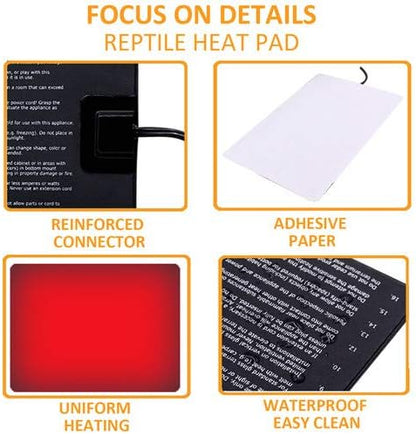 Aiicioo Under Tank Heater Thermostat - Reptile Heating Pad with Temperature Control Reptile Heat Mat for Combo Set for Hermit Crab Lizard Terrarium 8W AIICIOO