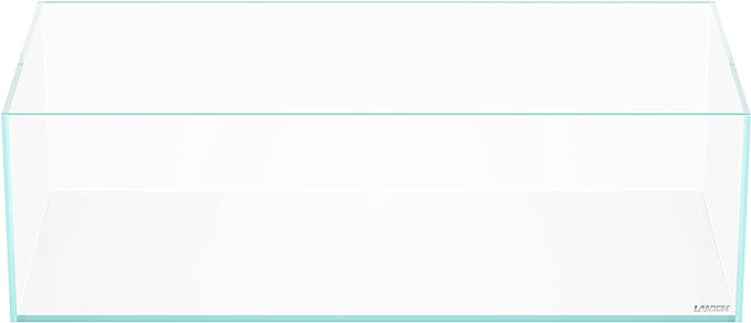 LANEDN 60S 7.9 Gal Shallow Aquarium Tank, Shallow Fish Tank, Rimless Low Iron Tank W23.6×D11.8×H7.1 in(60x30x18cm); 5mm Thickness Aquascape Fish Tank, Black Leveling Mat Included Landen