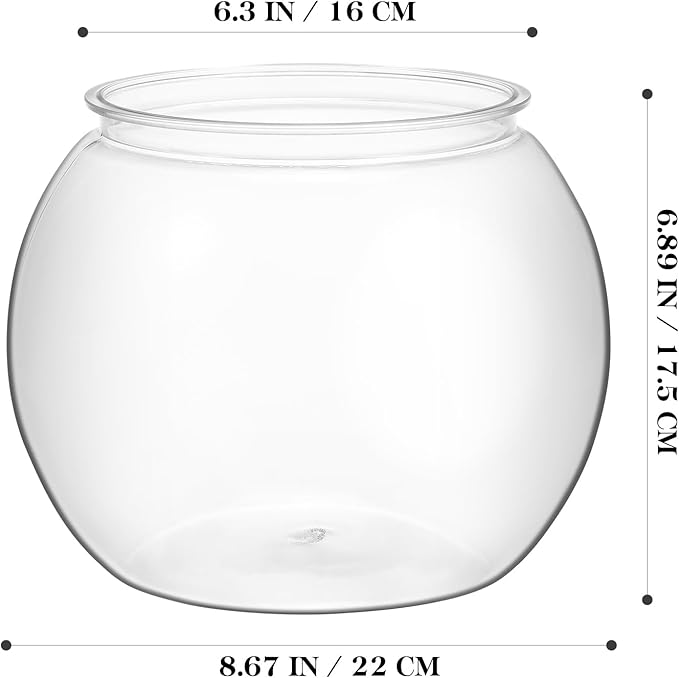 POPETPOP Plastic Aquarium Betta Fish Tank: Large Clear Fishbowl Goldfish Bowl - Tank Vase Pot Clear Bubble Planter with Break Resistant for Home décor Wedding Event Party 8.67 x 6.89 Inches POPETPOP