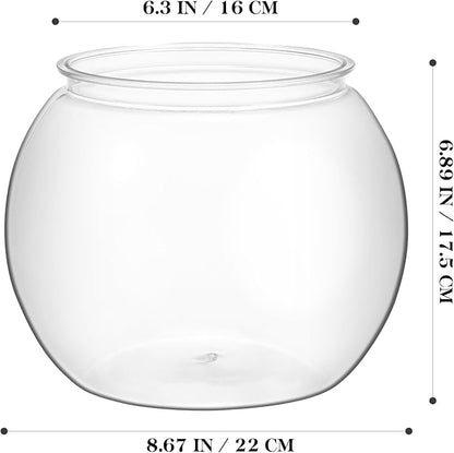 POPETPOP Plastic Aquarium Betta Fish Tank: Large Clear Fishbowl Goldfish Bowl - Tank Vase Pot Clear Bubble Planter with Break Resistant for Home décor Wedding Event Party 8.67 x 6.89 Inches POPETPOP