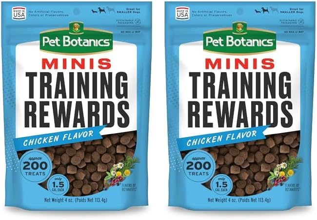 Pet Botanics 4 oz. Pouch Training Rewards Mini Soft & Chewy, Chicken Flavor, with 200 Treats Per Bag, The Choice of Top Trainers (Pack of 2) - PAWPICO