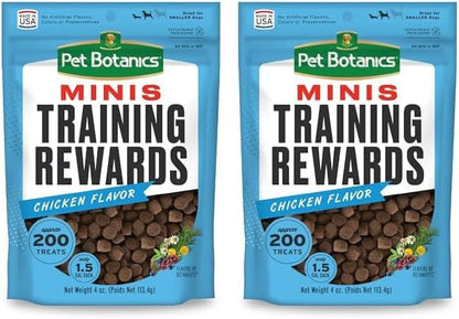 Pet Botanics 4 oz. Pouch Training Rewards Mini Soft & Chewy, Chicken Flavor, with 200 Treats Per Bag, The Choice of Top Trainers (Pack of 2) - PAWPICO