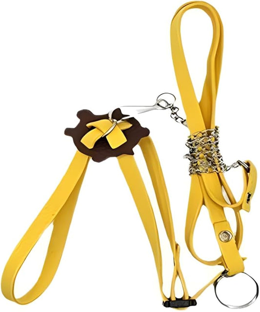 Tortoise Leash， Adjustable Control Rope Turtle Leash and Harness Pet Walking Rope for Small Medium and Large Turtle Pets Outdoor Walking Training Supplies，Yellow L cyhaen