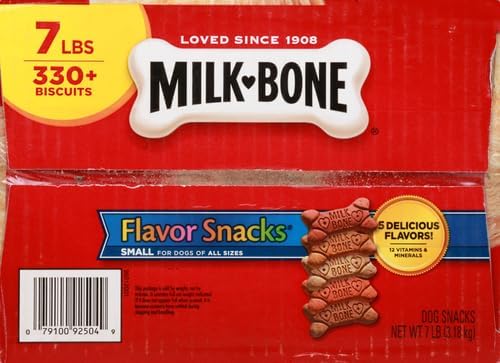 Milk-Bone Flavor Snacks Dog Treats, Small Biscuits, 7 Pound Crunchy Texture Helps Reduce Tartar (Pack of 2) - PAWPICO