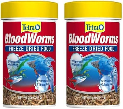 Tetra BloodWorms 0.25 Oz, Freeze-Dried Food for Freshwater and Saltwater Fish, Seafood(Pack of 2) Tetra