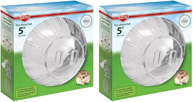 Kaytee 5" Clear Run-About Exercise Ball for Pet Dwarf Hamsters & Mice (Pack of 2) Kaytee