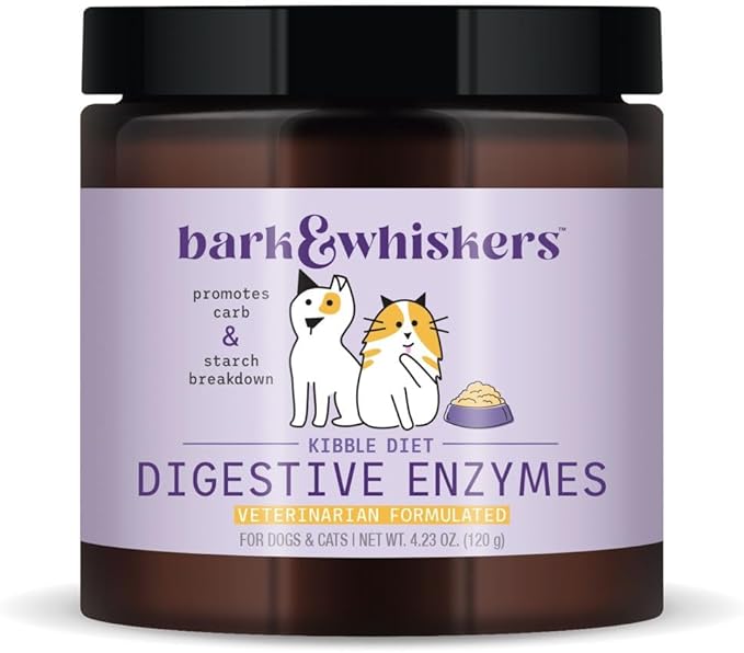 Bark & Whiskers Digestive Enzymes Kibble Diet, for Dogs & Cats, 4.23 oz. (120 g), 150 Scoops, Promotes Carb & Starch Breakdown, Veterinarian Formulated, Non-GMO, Dr. Mercola DrMercola
