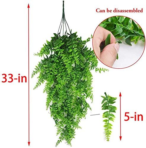 PINVNBY Reptile Plants Hanging Fake Vines Boston Climbing Terrarium Plant with Suction Cup for Bearded Dragons Lizards Geckos Snake Pets Hermit Crab and Tank Habitat Decorations (6 Pack) PINVNBY
