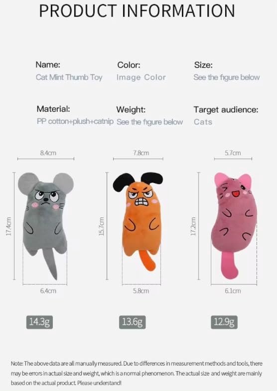 3-Pack Interactive Cat Chew Plush Toys with Catnip - PAWPICO