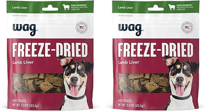 Amazon Brand - Wag Freeze-Dried Raw Single Ingredient Dog Treats Lamb, 3.3oz (Pack of 2) - PAWPICO