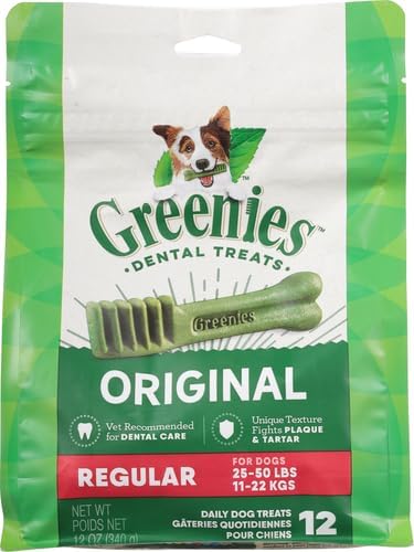 Greenies Original Regular Natural Dental Care Dog Treats, 12 oz. Pack (12 Treats) - PAWPICO