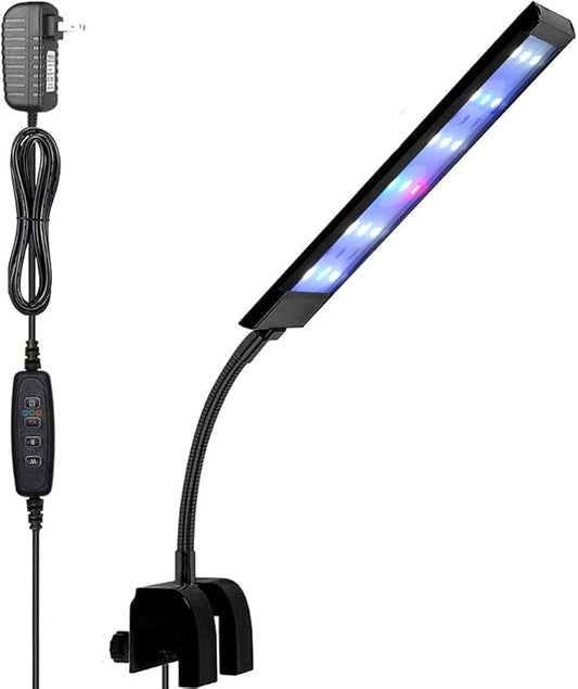 Fish Tank Clip on Light, VARMHUS RGB Clamp Aquarium Light Fish and Plant Aquarium Lighting with Timer Dimmer for Sunrise and Sunset (7W) VARMHUS