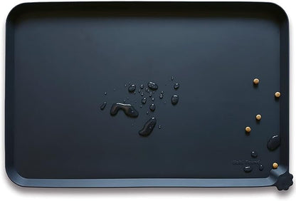 Hoki Found X-Large Silicone Pet Food Mats Tray - Non Slip Pet Dog Cat Bowl Mats Placemat - Dog Pet Cat Feeding Mat - Waterproof Dog Cat Food Mats -Pet Water Mats for Carpet -Black - PAWPICO