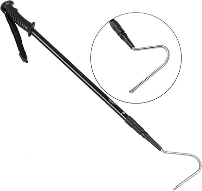 REPTI ZOO 57" Snake Catcher Professional Stainless Steel Retractable Snake Hook Reptile Catcher Stick Rattlesnake Grabber Pick-up Snake Pole Handling Tool (Snake Hook) REPTIZOO