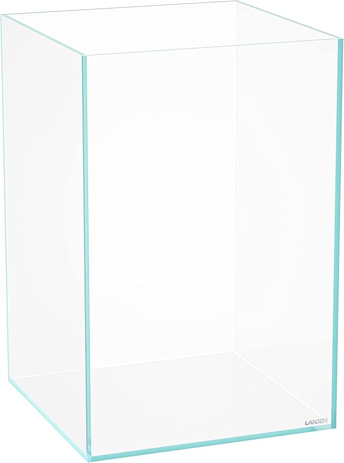 LANDEN Tall Tank, Rimless Low Iron Tank 10GAL 11.8" L × 11.8" W × 17.7" H (30X30X45) cm Small Aquascape Fish Tank, Vertical Aquascape Tank, Black Leveling Mat Included Landen