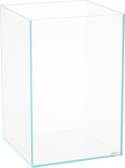 LANDEN Tall Tank, Rimless Low Iron Tank 10GAL 11.8" L × 11.8" W × 17.7" H (30X30X45) cm Small Aquascape Fish Tank, Vertical Aquascape Tank, Black Leveling Mat Included Landen