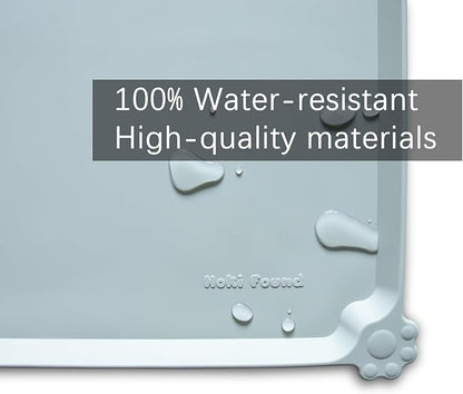 Hoki Found L Silicone Pet Food Mats Tray with Higher Lips - Non Slip Pet Dog Cat Bowl Mats Placemat - Dog Pet Cat Feeding Mat - Waterproof Dog Cat Food Mats -Pet Water Mats for Carpet - Battleship - PAWPICO