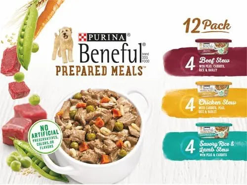 Beneful Purina Gravy Wet Dog Food Variety Pack, Prepared Meals Stew - (12) 10 oz. Tubs (Pack of 2) - PAWPICO