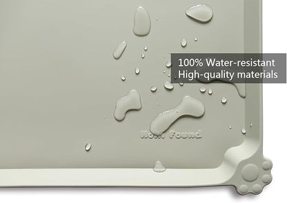 Hoki Found Large Silicone Pet Food Mats Tray - Non Slip Pet Dog Cat Bowl Mats Placemat - Dog Pet Cat Feeding Mat - Waterproof Dog Cat Food Mats -Pet Water Mats for Floors - Cream Green - PAWPICO