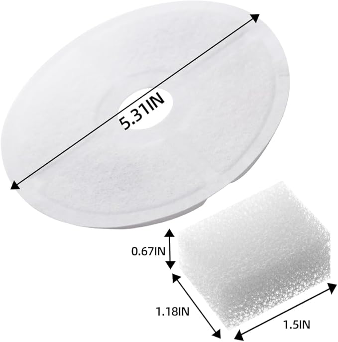 furrybaby Carbon Replacement Filters for Cat and Dog Fountain, Premium Pet Water Fountain Dispenser Filters (6 Packs for Circular White) - PAWPICO