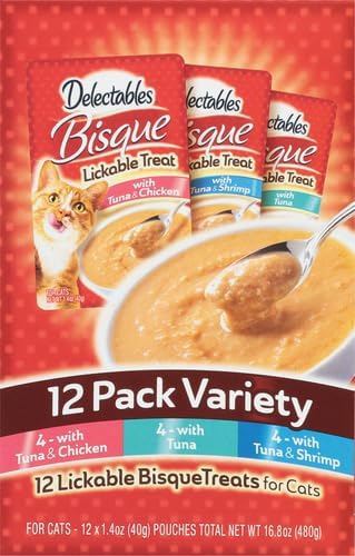 Delectables Bisque Lickable Wet Cat Treats - Chicken, Tuna & Shrimp, 12 count Hartz