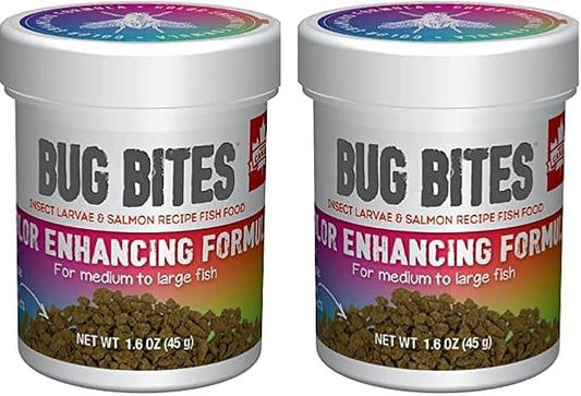 Fluval Bug Bites Color Enhancing Fish Food for Tropical Fish, Granules for Medium to Large Sized Fish, 1.6 oz., A6589, Brown (Pack of 2) Fluval