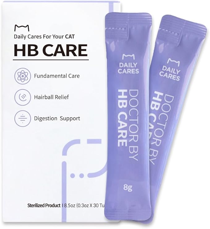 DoctorBy HB Care Hairball Supplement for Cats– Korean Made Hairball Relief Furball Control Remedy & Digestive Support Supplements with Omega-3, Chitosan-30 Individuallly Packaged (1 Pack, 30 Count) DrBY