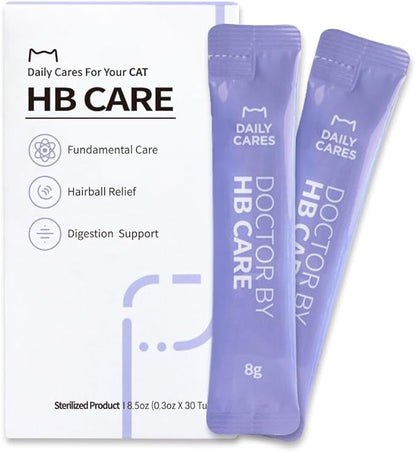 DoctorBy HB Care Hairball Supplement for Cats– Korean Made Hairball Relief Furball Control Remedy & Digestive Support Supplements with Omega-3, Chitosan-30 Individuallly Packaged (1 Pack, 30 Count) DrBY